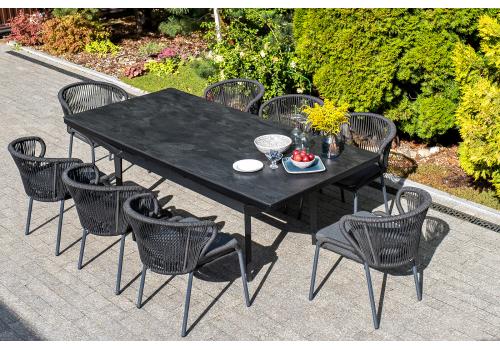  "Милан" стул плетеный из роупа, каркас алюминий темно-серый (RAL7024) муар, роуп темно-серый круглый, ткань темно-серая 027, фото 12 