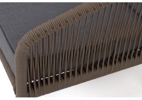  "Канны" диван 3-местный плетеный из роупа, каркас алюминий темно-серый (RAL7024) шагрень, роуп темно-серый круглый, ткань темно-серая 019, фото 5 