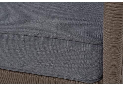  "Канны" диван 3-местный плетеный из роупа, каркас алюминий темно-серый (RAL7024) шагрень, роуп темно-серый круглый, ткань темно-серая 019, фото 6 