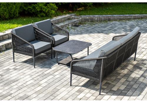  "Канны" лаунж-зона 5-местная плетеная из роупа (веревки), цвет темно-серый, фото 3 