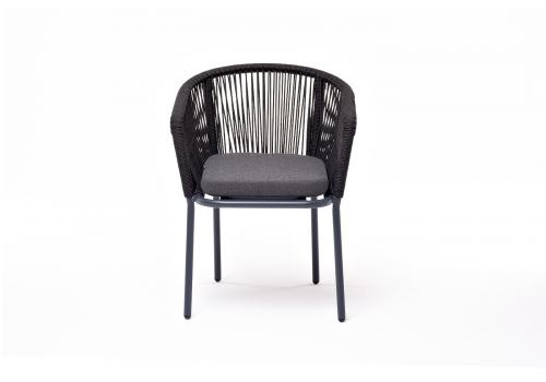  "Марсель" стул плетеный из роупа, каркас алюминий темно-серый (RAL7024) муар, роуп темно-серый круглый, ткань темно-серая 027, фото 2 