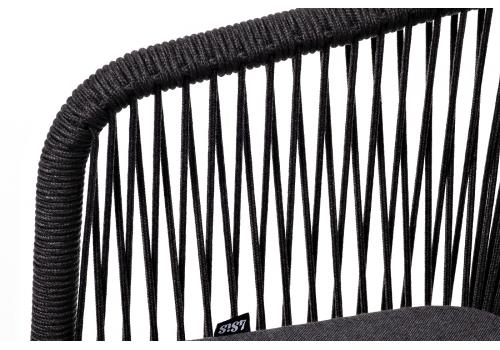  "Марсель" стул плетеный из роупа, каркас алюминий темно-серый (RAL7024) муар, роуп темно-серый круглый, ткань темно-серая 027, фото 4 