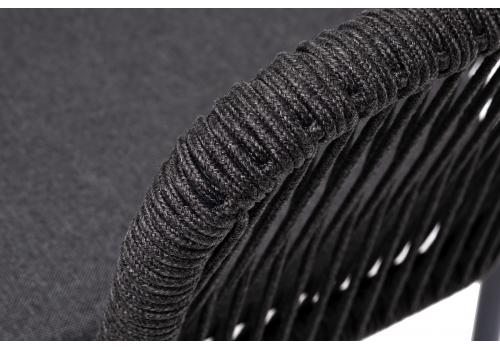  "Марсель" стул плетеный из роупа, каркас алюминий темно-серый (RAL7024) муар, роуп темно-серый круглый, ткань темно-серая 027, фото 5 