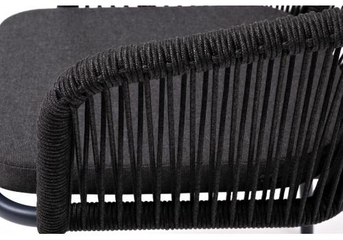  "Марсель" стул плетеный из роупа, каркас алюминий темно-серый (RAL7024) муар, роуп темно-серый круглый, ткань темно-серая 027, фото 6 