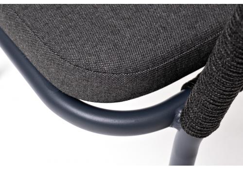  "Марсель" стул плетеный из роупа, каркас алюминий темно-серый (RAL7024) муар, роуп темно-серый круглый, ткань темно-серая 027, фото 7 