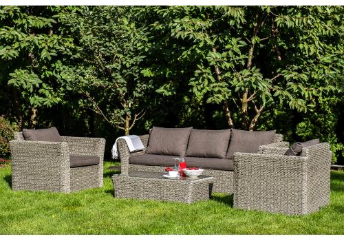  "Капучино" лаунж-зона из искусственного ротанга (гиацинт), цвет серый, фото 1 