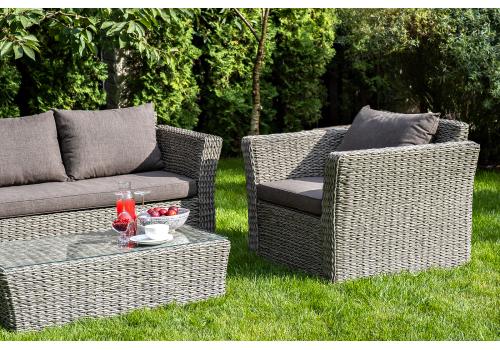  "Капучино" лаунж-зона из искусственного ротанга (гиацинт), цвет серый, фото 9 