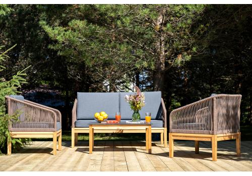  "Канны" лаунж-зона 4-местная из роупа со столиком "Канны" (серый гранит), основание дуб, роуп коричневый, фото 3 