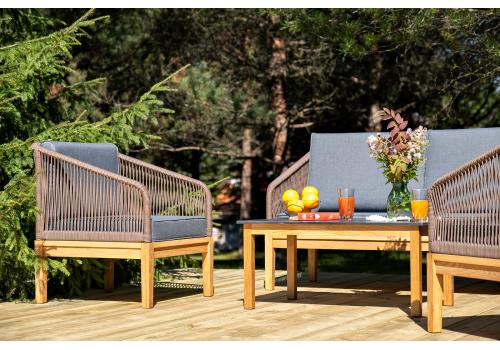  "Канны" лаунж-зона 4-местная из роупа со столиком "Канны" (серый гранит), основание дуб, роуп коричневый, фото 5 