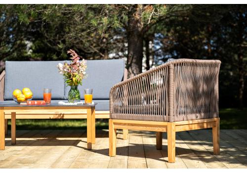  "Канны" лаунж-зона 4-местная из роупа со столиком "Канны" (серый гранит), основание дуб, роуп коричневый, фото 6 