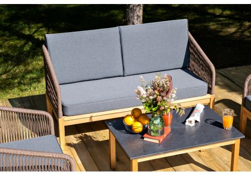  "Канны" лаунж-зона 4-местная из роупа со столиком "Канны" (серый гранит), основание дуб, роуп коричневый, фото 9 