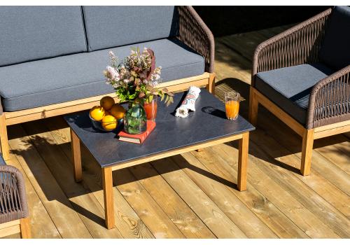  "Канны" лаунж-зона 4-местная из роупа со столиком "Канны" (серый гранит), основание дуб, роуп коричневый, фото 11 