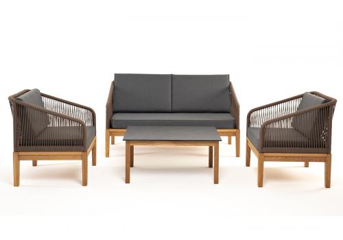  "Канны" лаунж-зона 4-местная из роупа со столиком "Канны" (серый гранит), основание дуб, роуп коричневый, фото 20 