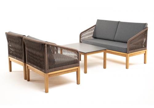  "Канны" лаунж-зона 4-местная из роупа со столиком "Канны" (серый гранит), основание дуб, роуп коричневый, фото 22 