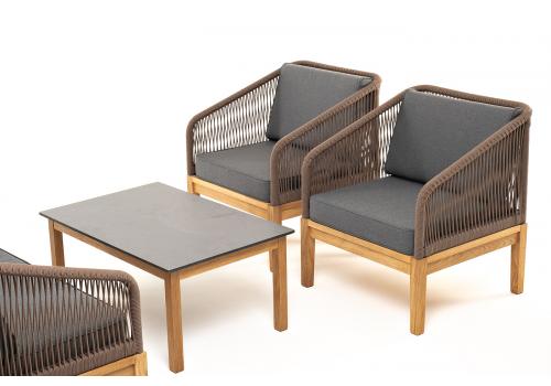  "Канны" лаунж-зона 4-местная из роупа со столиком "Канны" (серый гранит), основание дуб, роуп коричневый, фото 27 