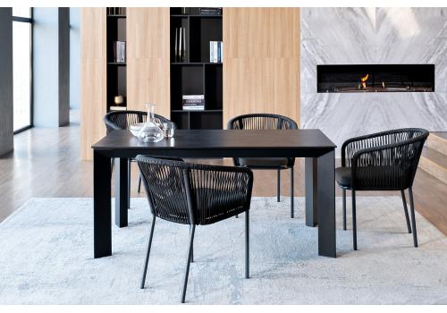  "Венето" обеденная группа на 4 персоны со стульями "Марсель", каркас темно-серый, роуп темно-серый, фото 1 