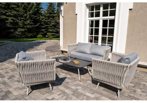  "Монако" лаунж-зона 4-местная из роупа со столом "Верона" (серый гранит), каркас светло-серый, роуп светло-серый, фото 6 