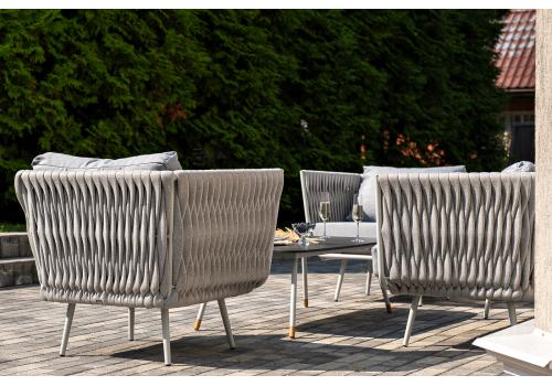  "Монако" лаунж-зона 4-местная из роупа со столом "Верона" (серый гранит), каркас светло-серый, роуп светло-серый, фото 8 