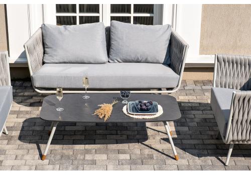  "Монако" лаунж-зона 4-местная из роупа со столом "Верона" (серый гранит), каркас светло-серый, роуп светло-серый, фото 9 