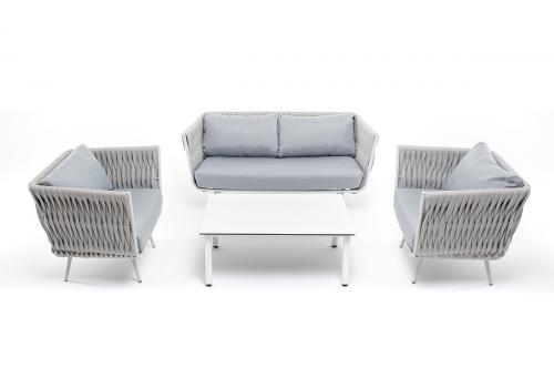  "Монако" лаунж-зона 4-местная из роупа со столом "Верона" (серый гранит), каркас светло-серый, роуп светло-серый, фото 19 