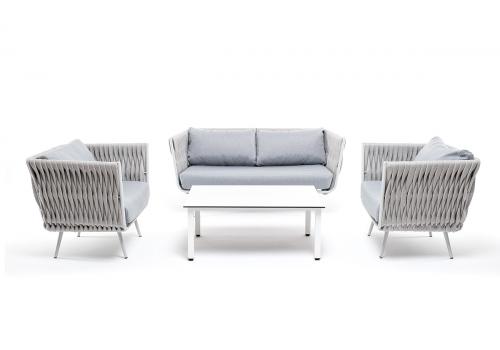  "Монако" лаунж-зона 4-местная из роупа со столом "Верона" (серый гранит), каркас светло-серый, роуп светло-серый, фото 20 