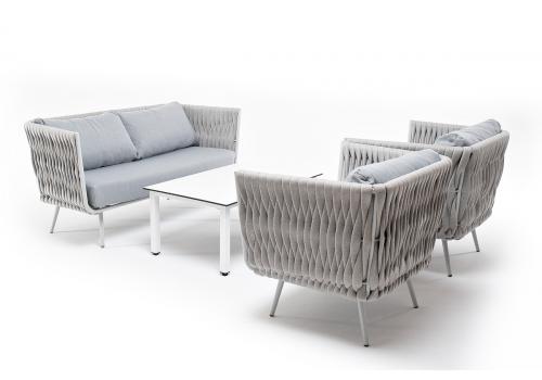  "Монако" лаунж-зона 4-местная из роупа со столом "Верона" (серый гранит), каркас светло-серый, роуп светло-серый, фото 21 