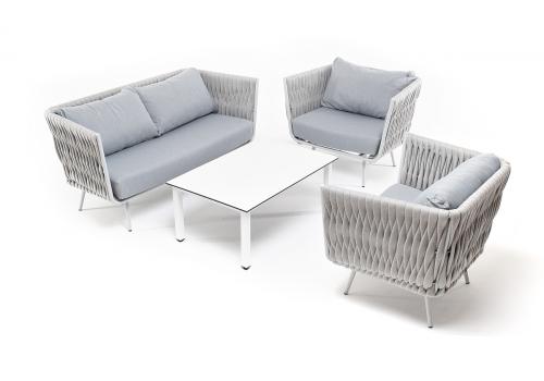  "Монако" лаунж-зона 4-местная из роупа со столом "Верона" (серый гранит), каркас светло-серый, роуп светло-серый, фото 23 