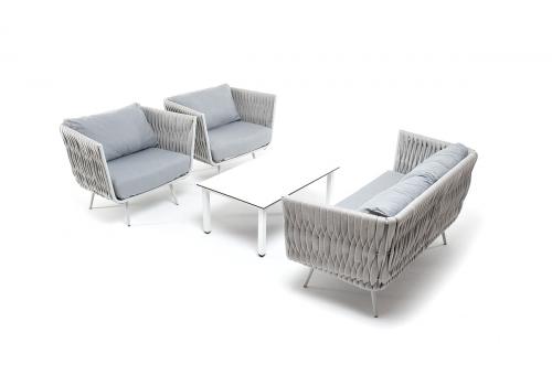  "Монако" лаунж-зона 4-местная из роупа со столом "Верона" (серый гранит), каркас светло-серый, роуп светло-серый, фото 24 