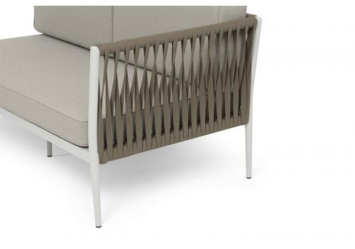  "Касабланка" диван модульный плетеный из роупа, каркас алюминий, роуп серо-коричневый 23мм, ткань бежевая 15052, фото 4 