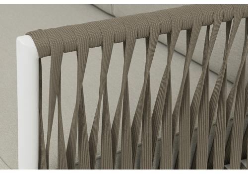  "Касабланка" диван модульный плетеный из роупа, каркас алюминий, роуп серо-коричневый 23мм, ткань бежевая 15052, фото 5 