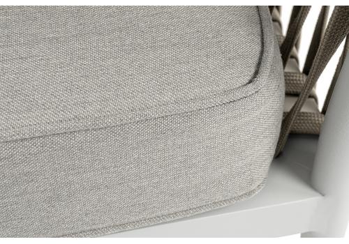  "Касабланка" диван модульный плетеный из роупа, каркас алюминий, роуп серо-коричневый 23мм, ткань бежевая 15052, фото 6 