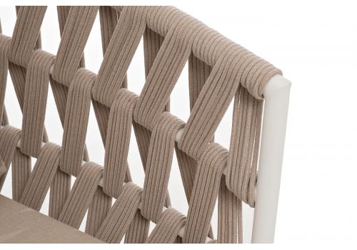  "Диего" диван 2-местный плетеный из роупа, каркас алюминий белый муар, роуп бежевый круглый, ткань бежевая 052, фото 6 