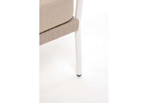  "Диего" диван 2-местный плетеный из роупа, каркас алюминий белый муар, роуп бежевый круглый, ткань бежевая 052, фото 8 