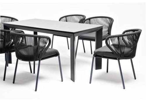  "Венето" обеденная группа на 6 персон со стульями "Милан", каркас темно-серый, роуп темно-серый, фото 13 