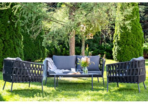  "Диего" лаунж-зона 4-местная плетеная из роупа (веревки), каркас алюминиевый темно-серый, роуп темно-серый, фото 2 