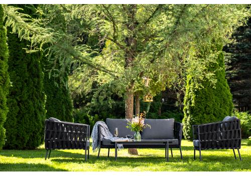  "Диего" лаунж-зона 4-местная плетеная из роупа (веревки), каркас алюминиевый темно-серый, роуп темно-серый, фото 3 