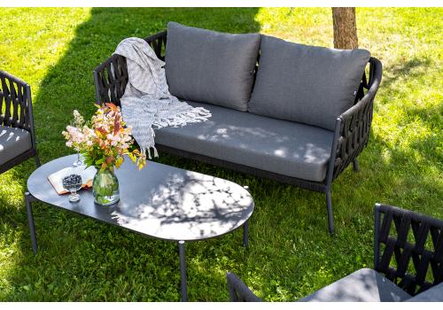  "Диего" лаунж-зона 4-местная плетеная из роупа (веревки), каркас алюминиевый темно-серый, роуп темно-серый, фото 5 