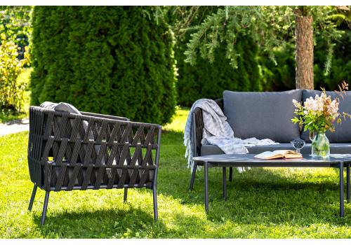  "Диего" лаунж-зона 4-местная плетеная из роупа (веревки), каркас алюминиевый темно-серый, роуп темно-серый, фото 6 