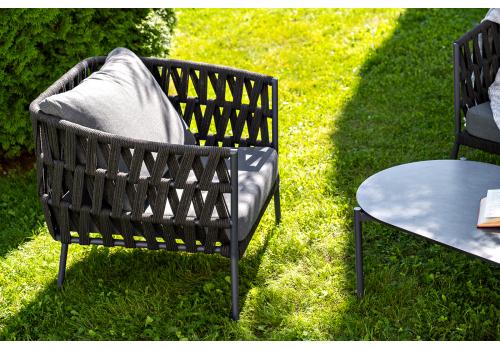  "Диего" лаунж-зона 4-местная плетеная из роупа (веревки), каркас алюминиевый темно-серый, роуп темно-серый, фото 7 