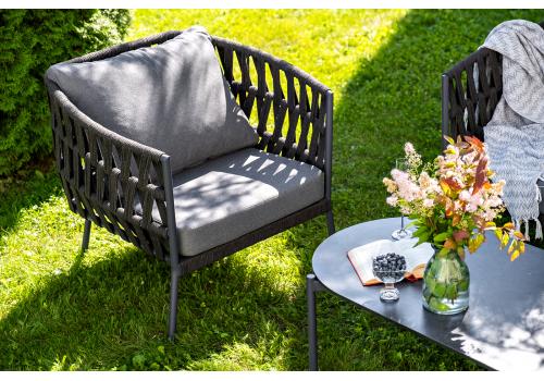  "Диего" лаунж-зона 4-местная плетеная из роупа (веревки), каркас алюминиевый темно-серый, роуп темно-серый, фото 8 