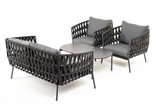  "Диего" лаунж-зона 4-местная плетеная из роупа (веревки), каркас алюминиевый темно-серый, роуп темно-серый, фото 19 