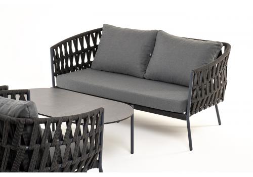  "Диего" лаунж-зона 4-местная плетеная из роупа (веревки), каркас алюминиевый темно-серый, роуп темно-серый, фото 20 
