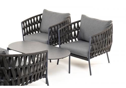  "Диего" лаунж-зона 4-местная плетеная из роупа (веревки), каркас алюминиевый темно-серый, роуп темно-серый, фото 21 