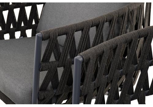  "Диего" лаунж-зона 4-местная плетеная из роупа (веревки), каркас алюминиевый темно-серый, роуп темно-серый, фото 24 