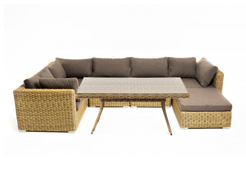  "Лунго" обеденная группа угловая из искусственного ротанга, цвет соломенный, фото 2 