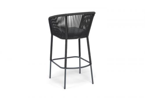  "Марсель" стул барный плетеный из роупа, каркас из стали темно-серый (RAL7024) муар, роуп темно-серый круглый, ткань темно-серая 027 NEW, фото 5 