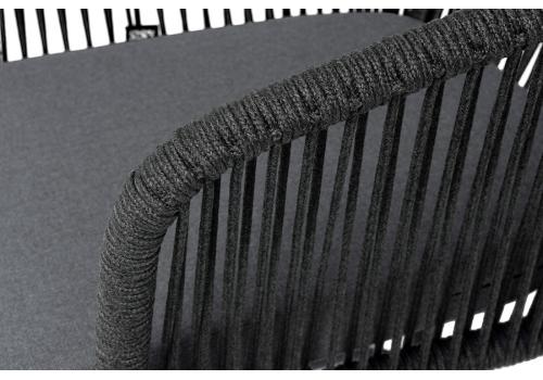  "Марсель" стул барный плетеный из роупа, каркас из стали темно-серый (RAL7024) муар, роуп темно-серый круглый, ткань темно-серая 027 NEW, фото 6 