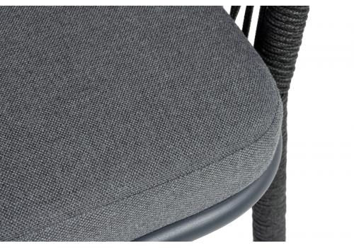  "Марсель" стул барный плетеный из роупа, каркас из стали темно-серый (RAL7024) муар, роуп темно-серый круглый, ткань темно-серая 027 NEW, фото 7 
