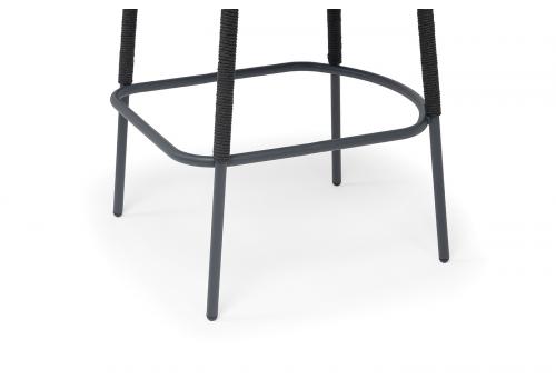  "Марсель" стул барный плетеный из роупа, каркас из стали темно-серый (RAL7024) муар, роуп темно-серый круглый, ткань темно-серая 027 NEW, фото 8 