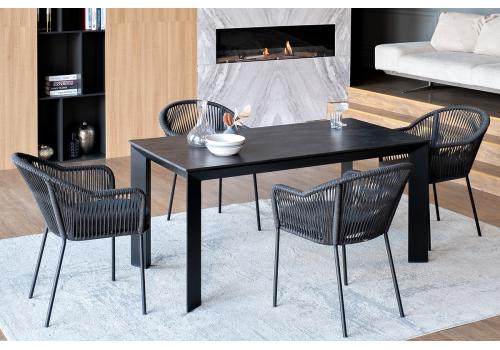  "Венето" обеденная группа на 4 персоны со стульями "Лион", каркас темно-серый, роуп темно-серый, фото 1 